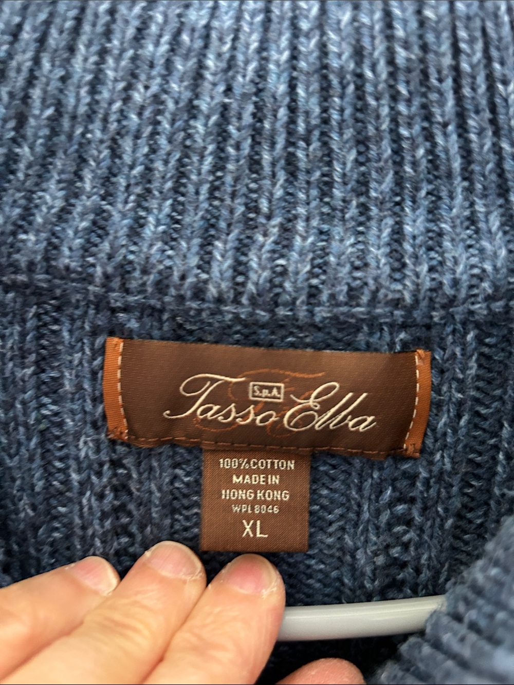 Tasso Elba Men's Blue Ribbed Half-Zip Sweater image 3